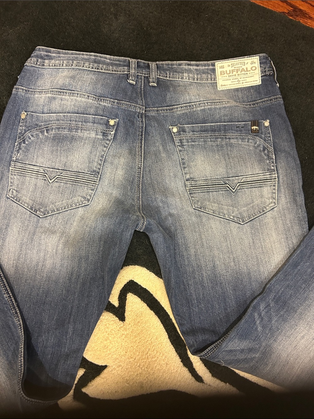 Buffalo David Bitton Men's Faded Blue Slim Straight Jeans